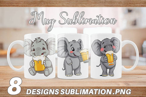 Mug Wrap Elephant Beer Day Sublimation artnoy 
