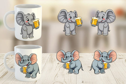 Mug Wrap Elephant Beer Day Sublimation artnoy 