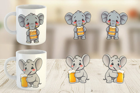 Mug Wrap Elephant Beer Day Sublimation artnoy 