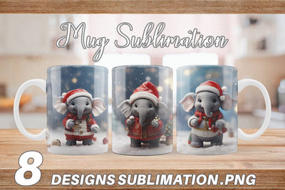 Mug Wrap Elephant Christmas Sublimation artnoy 