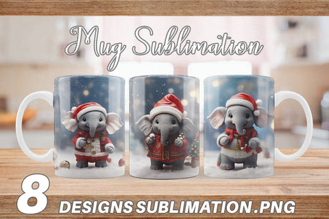 Mug Wrap Elephant Christmas Sublimation artnoy 