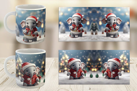 Mug Wrap Elephant Christmas Sublimation artnoy 