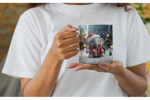 Mug Wrap Elephant Christmas Sublimation artnoy 