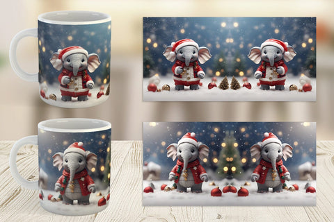 Mug Wrap Elephant Christmas Sublimation artnoy 