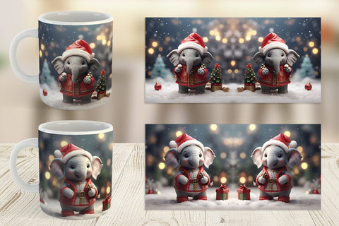 Mug Wrap Elephant Christmas Sublimation artnoy 