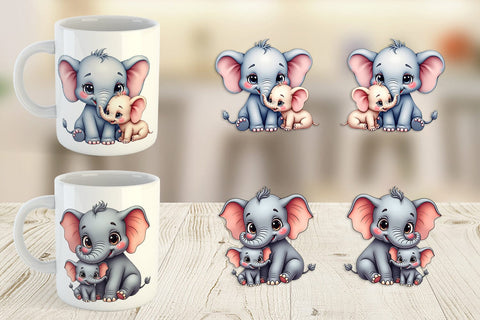 Mug Wrap Elephant Mother's Day Sublimation artnoy 