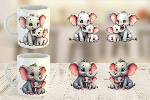 Mug Wrap Elephant Mother's Day Sublimation artnoy 