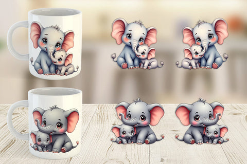 Mug Wrap Elephant Mother's Day Sublimation artnoy 