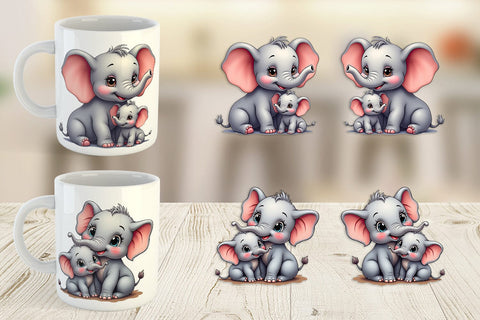 Mug Wrap Elephant Mother's Day Sublimation artnoy 