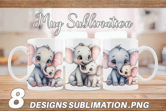 Mug Wrap Elephant Mother's Day Sublimation artnoy 
