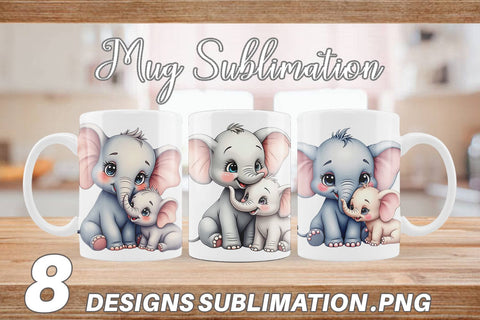 Mug Wrap Elephant Mother's Day Sublimation artnoy 
