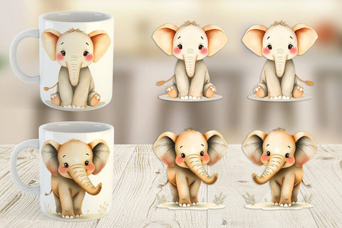 Mug Wrap Elephant Wildlife Sublimation artnoy 