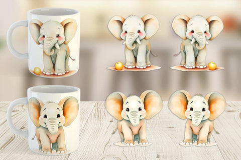 Mug Wrap Elephant Wildlife Sublimation artnoy 