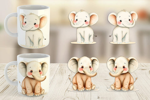 Mug Wrap Elephant Wildlife Sublimation artnoy 