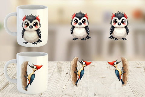 Mug Wrap Enchanted Winter Birds Watercolor Sublimation artnoy 