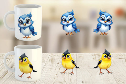 Mug Wrap Enchanted Winter Birds Watercolor Sublimation artnoy 