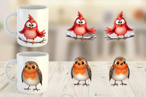 Mug Wrap Enchanted Winter Birds Watercolor Sublimation artnoy 