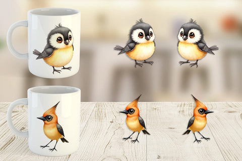 Mug Wrap Enchanted Winter Birds Watercolor Sublimation artnoy 