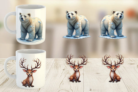 Mug Wrap Enchanted Winter Forest & Arctic Friends Sublimation artnoy 