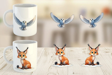 Mug Wrap Enchanted Winter Forest & Arctic Friends Sublimation artnoy 