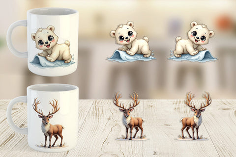 Mug Wrap Enchanted Winter Forest & Arctic Friends Sublimation artnoy 