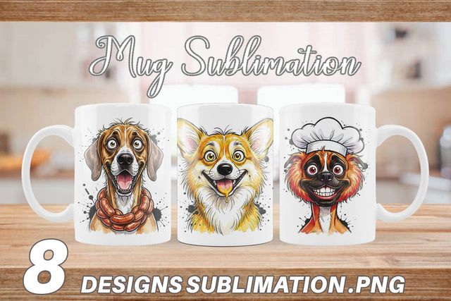 Mug Wrap Enthusiastic BBQ Dog Watercolor Sublimation artnoy 