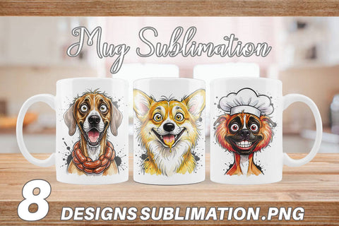 Mug Wrap Enthusiastic BBQ Dog Watercolor Sublimation artnoy 