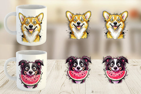 Mug Wrap Enthusiastic BBQ Dog Watercolor Sublimation artnoy 