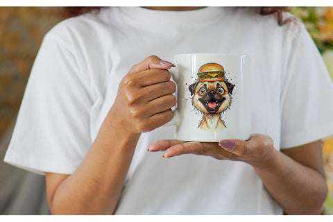 Mug Wrap Enthusiastic BBQ Dog Watercolor Sublimation artnoy 