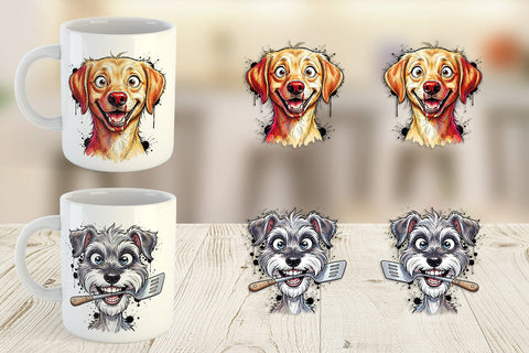 Mug Wrap Enthusiastic BBQ Dog Watercolor Sublimation artnoy 