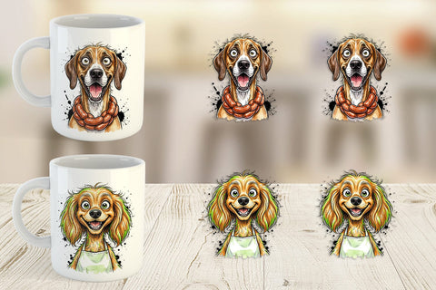 Mug Wrap Enthusiastic BBQ Dog Watercolor Sublimation artnoy 