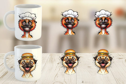 Mug Wrap Enthusiastic BBQ Dog Watercolor Sublimation artnoy 