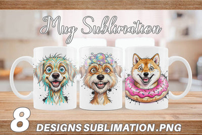 Mug Wrap Enthusiastic Wet Dog Pool Party Sublimation artnoy 