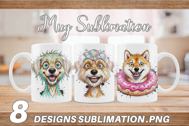 Mug Wrap Enthusiastic Wet Dog Pool Party Sublimation artnoy 