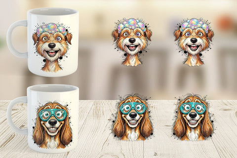 Mug Wrap Enthusiastic Wet Dog Pool Party Sublimation artnoy 