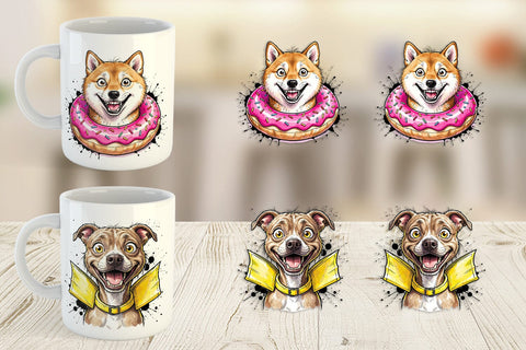 Mug Wrap Enthusiastic Wet Dog Pool Party Sublimation artnoy 