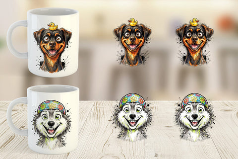 Mug Wrap Enthusiastic Wet Dog Pool Party Sublimation artnoy 