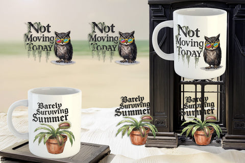 Mug Wrap Eternally Lazy Goth Summer Quote Sublimation artnoy 