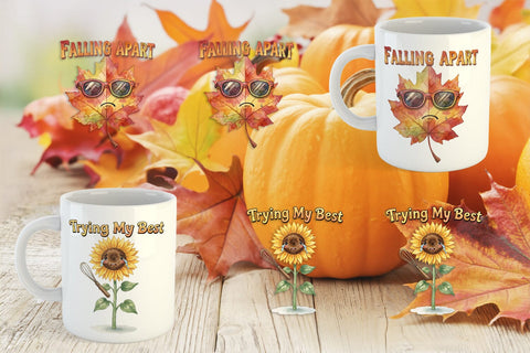 Mug Wrap Exhausted Autumn Groovy Sublimation artnoy 
