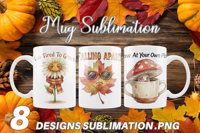 Mug Wrap Exhausted Autumn Groovy Sublimation artnoy 
