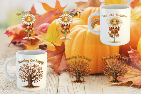 Mug Wrap Exhausted Autumn Groovy Sublimation artnoy 