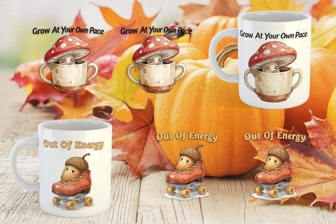 Mug Wrap Exhausted Autumn Groovy Sublimation artnoy 