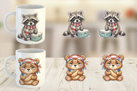 Mug Wrap Exhausted BBQ Animal Burnout Vibes Sublimation artnoy 