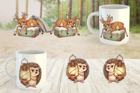 Mug Wrap Exhausted Hiker Animal Watercolor SVG artnoy 