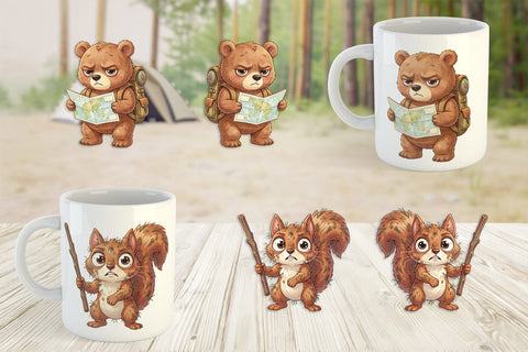 Mug Wrap Exhausted Hiker Animal Watercolor SVG artnoy 