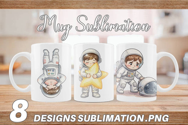 Mug Wrap Exhausted Kid Astronaut Space Burnout Sublimation artnoy 