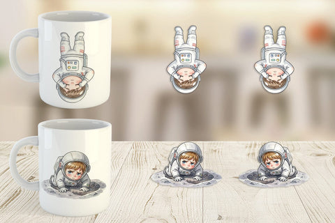 Mug Wrap Exhausted Kid Astronaut Space Burnout Sublimation artnoy 