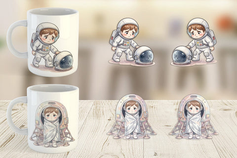 Mug Wrap Exhausted Kid Astronaut Space Burnout Sublimation artnoy 