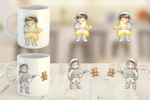 Mug Wrap Exhausted Kid Astronaut Space Burnout Sublimation artnoy 