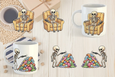 Mug Wrap Exhausted Lazy Dad Bone Watercolor Sublimation artnoy 